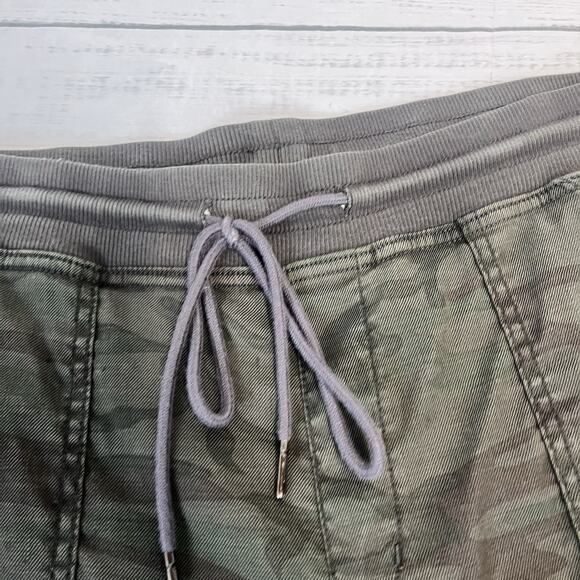 Level 99 Army Green Camo Pants size Large Linen Stretch Joggers Cuffs Drawstring - Picture 3 of 9